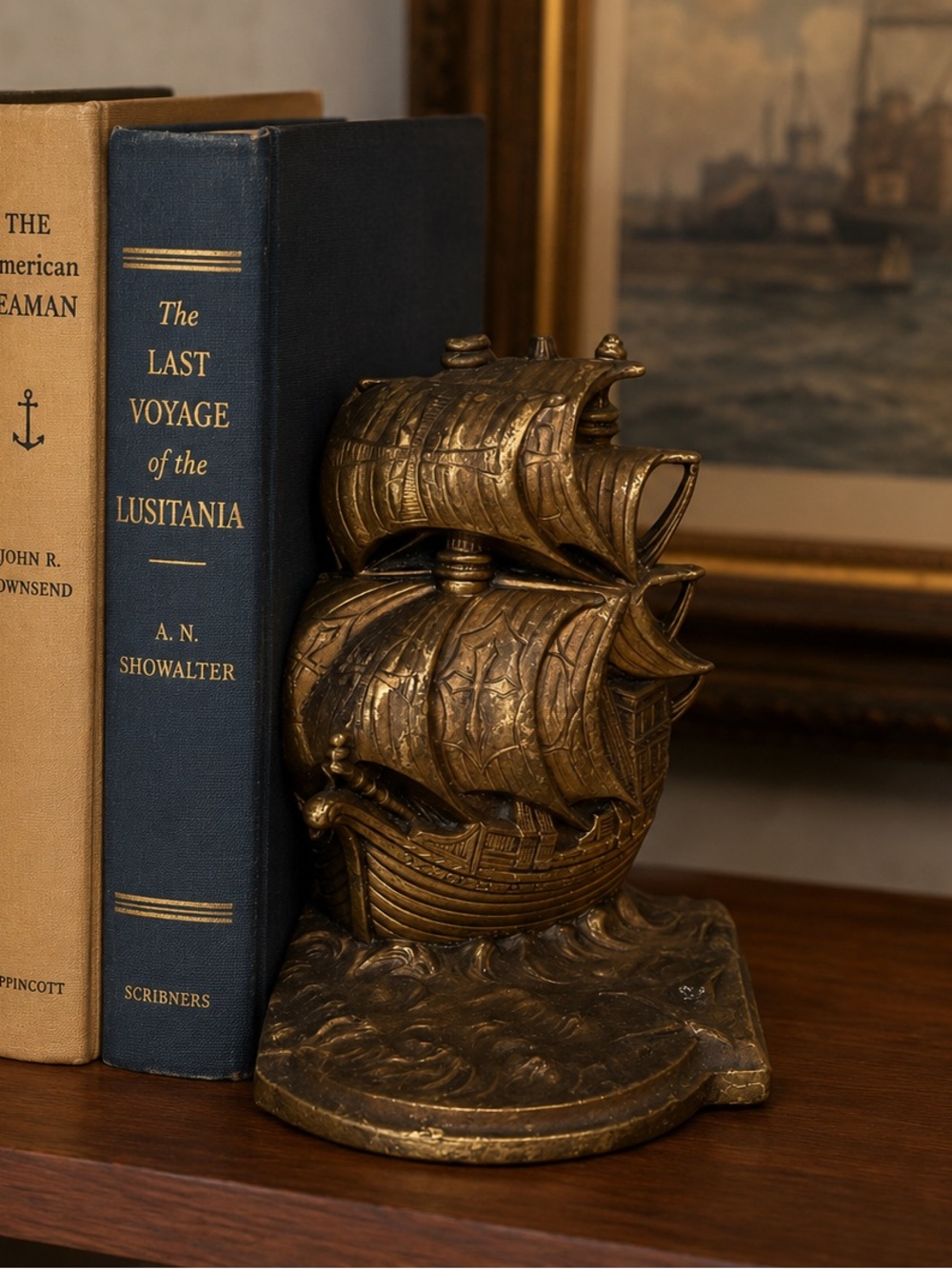 VTG Jennings Brothers Metal Galleon Ship Bookend